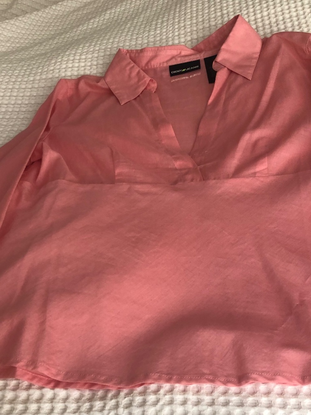 DKNY Pink V-Neck Collared Women’s Top